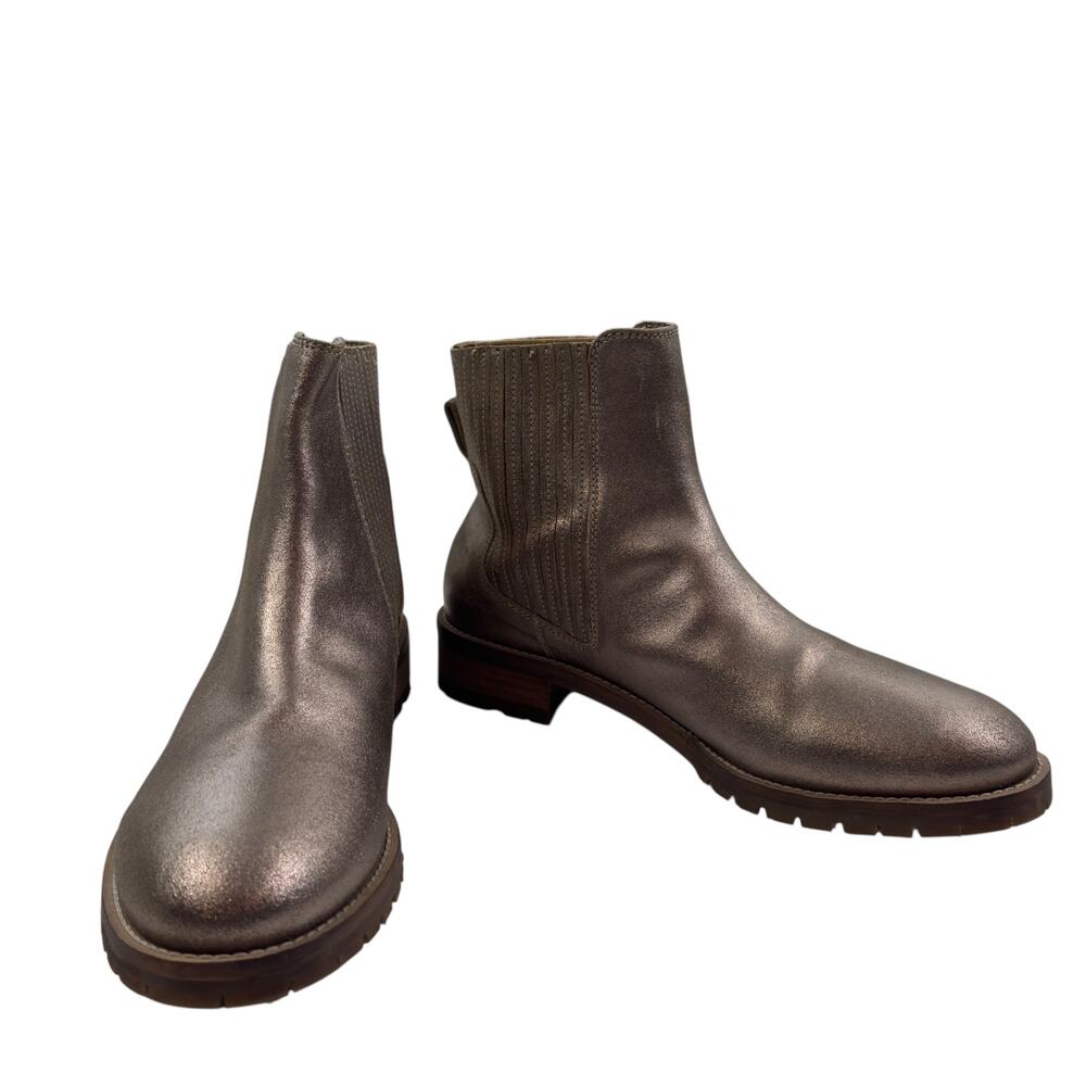 Boden Gusset Detail Gold Metallic Classic Elevated Chelsea Boots Women's 42/10.5